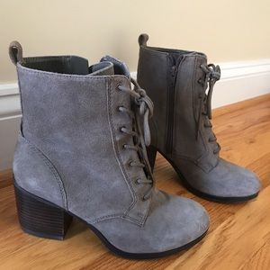 Lace up high heel booties